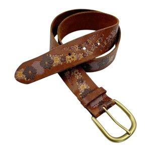 GAP | Floral Leather Boho Bohemian Brown Belt Size Small